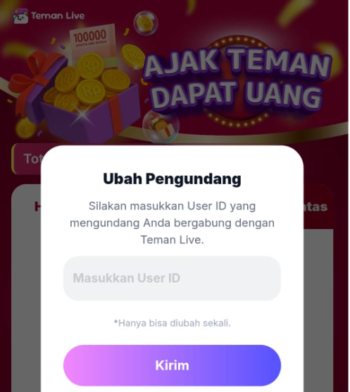 Review Kode Udangan Aplikasi Teman Live, Bonus 10Rb Untuk Pengguna Baru