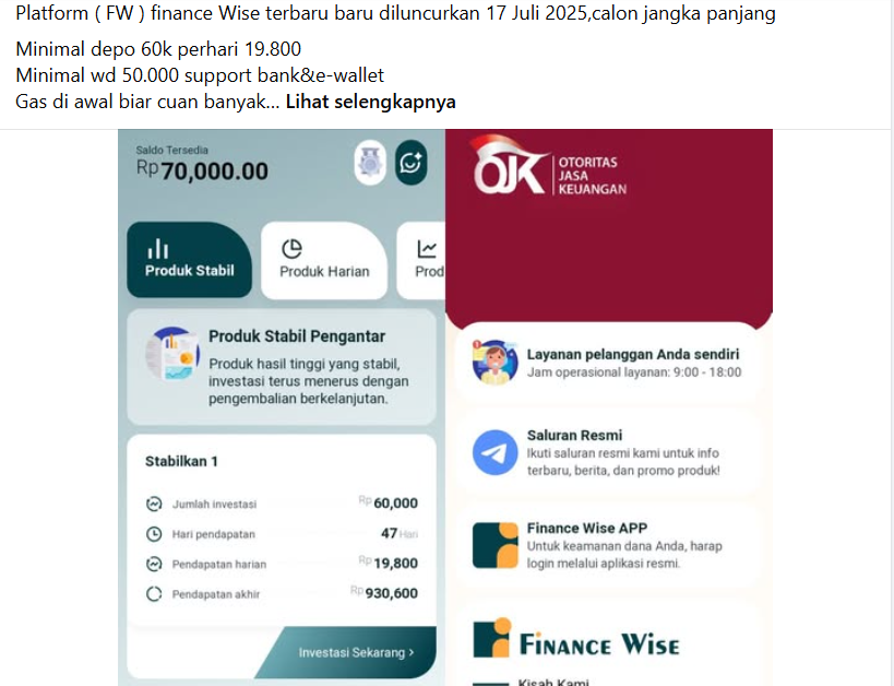 Review Finance Wise Apk Investasi, Apakah Resmi OJK dan Aman atau Investasi Bodong?